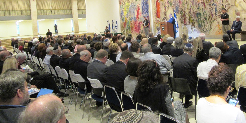 Chagall Hall Israel Knesset PM speaking to international delegation Jewish Agency